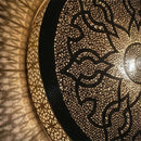 Handmade Moroccan Brass Pendant Light, Round Arabesque Cutout Boho Ceiling Fixture