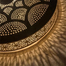 Handmade Moroccan Brass Pendant Light, Round Dome Shade, Geometric Arabesque Pattern, Ambient Shadow Lamp
