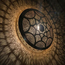Handmade Moroccan Brass Pendant Light, Round Dome Shade, Geometric Arabesque Pattern, Ambient Shadow Lamp