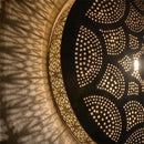 Handmade Moroccan Brass Pendant Light, Round Dome Shade, Geometric Arabesque Pattern, Ambient Shadow Lamp