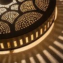 Handmade Moroccan Brass Pendant Light, Round Perforated Geometric Arabesque Lamp
