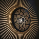 Handmade Moroccan Brass Pendant Light, Round Perforated Geometric Arabesque Lamp