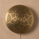 Handmade Moroccan Brass Pendant Light, Round Perforated Geometric Arabesque Lamp