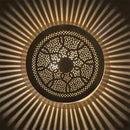 Handcrafted Moroccan Brass Pendant Light: Round Pierced Geometric Floral Shade Lamp
