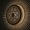 Handcrafted Moroccan Brass Pendant Light: Round Pierced Geometric Floral Shade Lamp