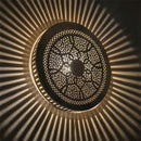 Handcrafted Moroccan Brass Pendant Light: Round Pierced Geometric Floral Shade Lamp