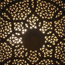 Handcrafted Moroccan Brass Pendant Light: Round Pierced Geometric Floral Shade Lamp