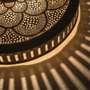 Moroccan Brass Pendant Light, Round Floral Mandala Lamp, Pierced Boho Lighting, Artisan Decor