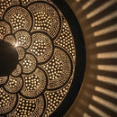 Moroccan Brass Pendant Light, Round Floral Mandala Lamp, Pierced Boho Lighting, Artisan Decor