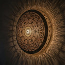 Round Moroccan Brass Pendant Light, Arabesque Filigree Lamp, Warm Shadow Cast Moorish Ceiling Light