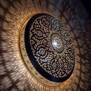 Moroccan Brass Mandala Pendant Light, Laser Cut Arabesque Boho Ceiling Lamp