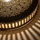 Handcrafted Moroccan Brass Pendant Light, Round Pierced Floral Lampshade, Arabesque Hanging Lamp