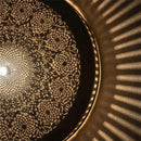Handcrafted Moroccan Brass Pendant Light, Round Pierced Floral Lampshade, Arabesque Hanging Lamp