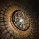 Handcrafted Moroccan Brass Pendant Light, Round Leaf Cutout Lamp, Botanical Shadow Sconce