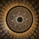 Handmade Moroccan Brass Mandala Wall Lamp, Perforated Floral Sconce, Warm Shadow Decor