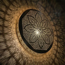 Handmade Moroccan Brass Pendant Light, Floral Mandala Cutout, Ornate Pierced Metal Decor