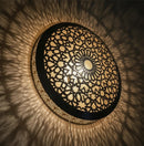 Moroccan Brass Pendant Light, Geometric Mandala Cutout Shade, Shadow Cast Lamp