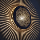 Handcrafted Moroccan Brass Pendant Light, Round Floral Cutout Lamp, Boho Arabesque Wall Light