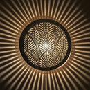 Moroccan Brass Pendant Light, Round Gold Lamp, Leaf Cutout Arabesque Sconce