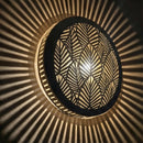 Moroccan Brass Pendant Light, Round Gold Lamp, Leaf Cutout Arabesque Sconce