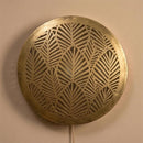 Moroccan Brass Pendant Light, Round Gold Lamp, Leaf Cutout Arabesque Sconce