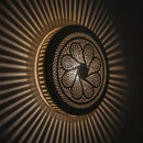 Handcrafted Moroccan Brass Pendant Light, Round Floral Filigree Hanging Lamp, Sunburst Shadow Ceiling Light