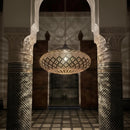 Moroccan Brass Large Globe Pendant Light, Boho Dining Room Pendant Light, Black and Brass Kitchen Island Light Fixture