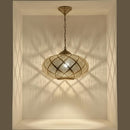 Gold Brass Pendant Light, Moroccan Hanging Ceiling Lamp, Elegant Decorative Light Fixture
