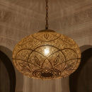 Brass Moroccan Pendant Light, Gold Ceiling Hanging Lamp, Decorative Arabesque Light Fixture