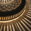 Handmade Moroccan Brass Wall Lamp, Round Floral Geometric Sconce, Boho Shadow Cast Decor