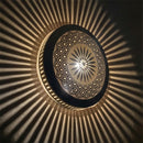 Handmade Moroccan Brass Wall Lamp, Round Floral Geometric Sconce, Boho Shadow Cast Decor