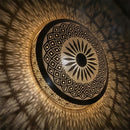 Handcrafted Moroccan Brass Wall Lamp, Round Fish Scale Sconce, Boho Shadow Pattern Decor