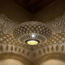 Moroccan Brass Pendant Light, Gold Perforated Dome Ceiling Light Fixture, Handmade Boho Dining Pendant Light