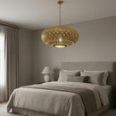 Large Moroccan Brass Dome Pendant Light, Pierced Metal Arabesque Hanging Lamp