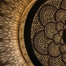 Handmade Moroccan Brass Pendant Light, Round Mandala Lamp, Boho Arabesque Shadow Cast Ceiling Lamp