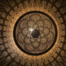 Handmade Moroccan Brass Pendant Light, Round Mandala Lamp, Boho Arabesque Shadow Cast Ceiling Lamp
