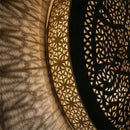 Handmade Moroccan Brass Pendant Light, Round Geometric Floral Cutout Lamp Shade