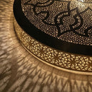 Handmade Moroccan Brass Pendant Light, Round Arabesque Cutout Boho Ceiling Fixture