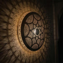 Handmade Moroccan Brass Pendant Light, Round Dome Shade, Geometric Arabesque Pattern, Ambient Shadow Lamp