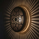 Handmade Moroccan Brass Pendant Light, Round Perforated Geometric Arabesque Lamp