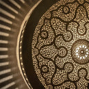 Handmade Moroccan Brass Pendant Light, Round Pierced Floral Arabesque Ceiling Lamp