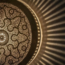 Handmade Moroccan Brass Pendant Light, Round Pierced Floral Arabesque Ceiling Lamp