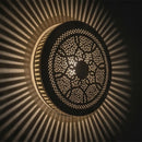 Handcrafted Moroccan Brass Pendant Light: Round Pierced Geometric Floral Shade Lamp