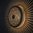 Moroccan Brass Pendant Light, Round Floral Mandala Lamp, Pierced Boho Lighting, Artisan Decor
