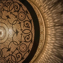Round Moroccan Brass Pendant Light, Arabesque Filigree Lamp, Warm Shadow Cast Moorish Ceiling Light