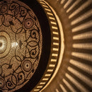 Handcrafted Moroccan Brass Pendant Light, Round Floral Arabesque Shadow Lamp