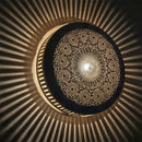Handcrafted Moroccan Brass Pendant Light, Round Pierced Floral Lampshade, Arabesque Hanging Lamp