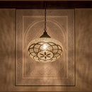 Moroccan Brass Pendant Light, Handmade Globe Pendant Chandelier, Boho Hanging Ceiling Lamp, Antique Ceiling Light Fixture