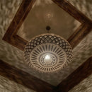 Moroccan Brass Large Globe Pendant Light, Boho Dining Room Pendant Light, Black and Brass Kitchen Island Light Fixture