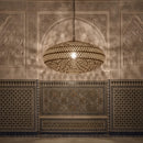 Moroccan Brass Dome Pendant Light, Handmade Gold Ceiling Light, Black and Gold Pendant Light, Large Island Hanging Fixture
